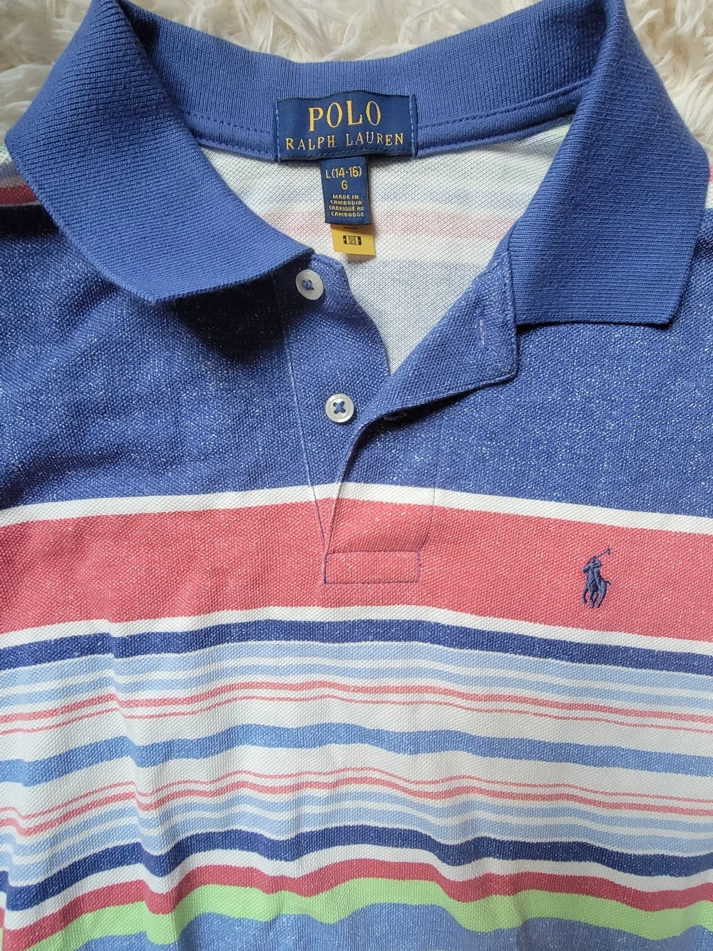 Polo by Ralph Lauren Boys' Multicolor Striped Polo Shirt - Blue/Green/Red